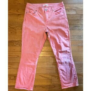 LOFT Curvy Kick Crop jeans 28/9 pink/coral in color